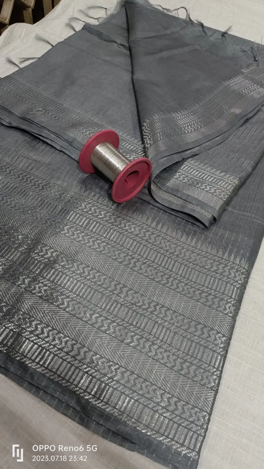 Elegant Mangalagiri Cotton Saree with Silver Zari Woven Borders